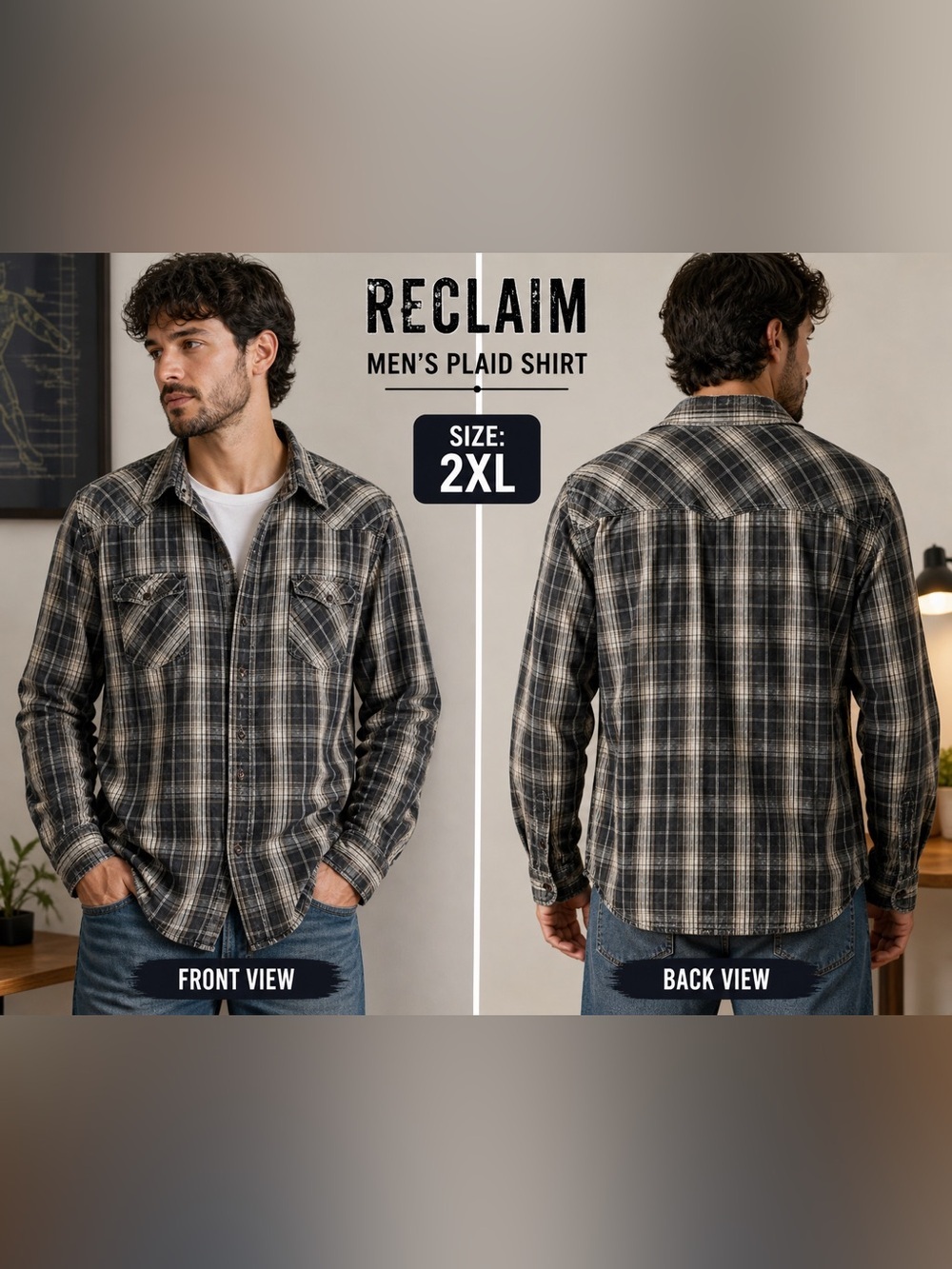 Reclaim Men's Plaid Shirt 2XL